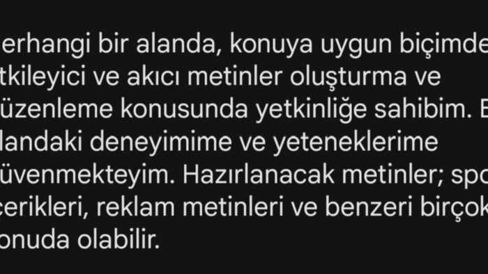 etkileyici metinler yazabilirim