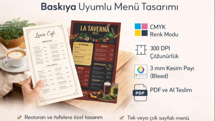 restoran kafe için baskıya hazır menü tasarımı hazırlıyorum