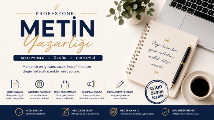 SEO uyumlu ve özgün metin yazarlığı hizmeti sunuyorum