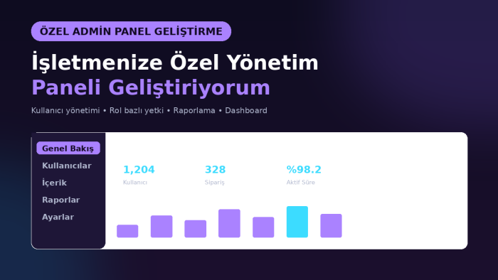 işletmenize özel yönetim paneli geliştiriyorum