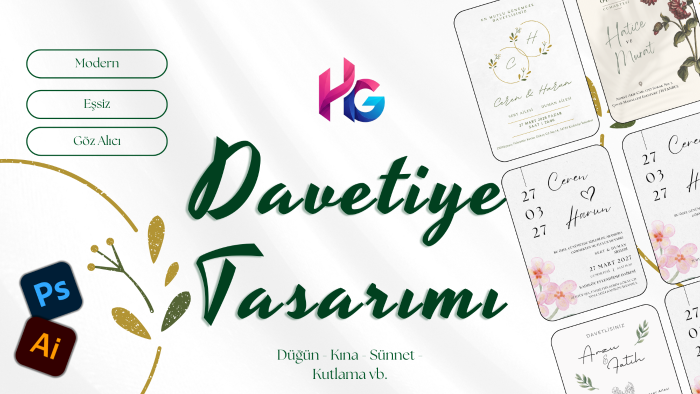 düğün kına ve tören davetiyesi tasarlarım