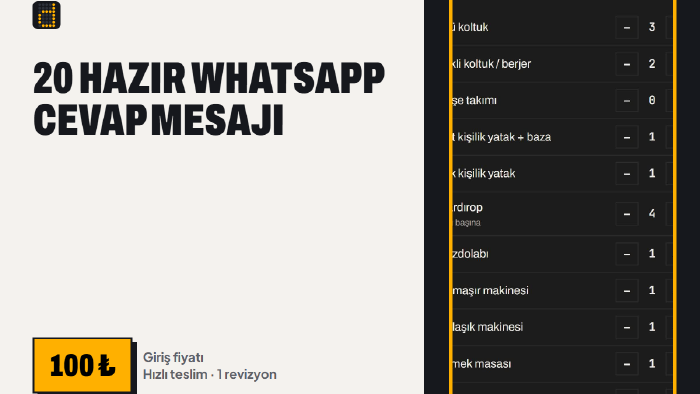 işletmenize 20 hazır WhatsApp cevap mesajı yazarım