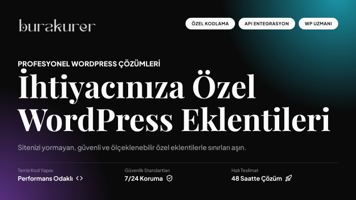 ihtiyacınıza özel WordPress eklentisi geliştiririm