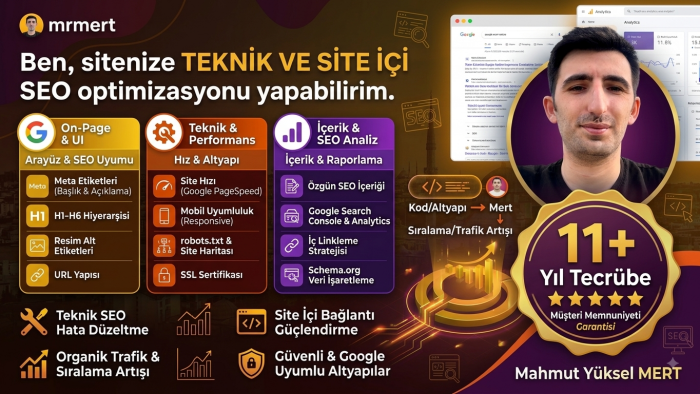 sitenize teknik ve site içi SEO optimizasyonu yaparım