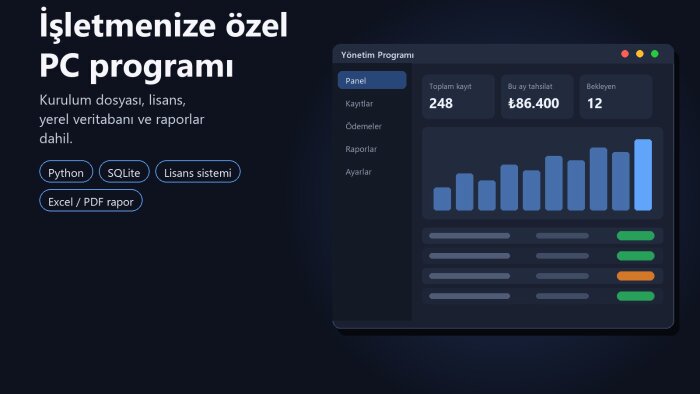 işletmenize özel Windows masaüstü programı geliştiririm
