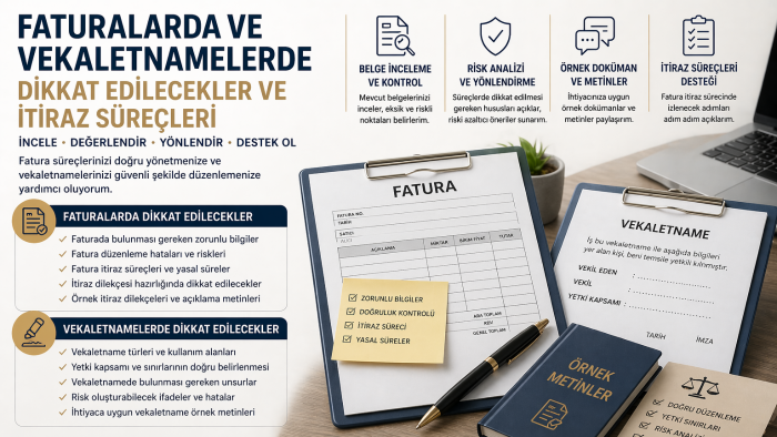 fatura ve vekaletname süreçlerini incelerim
