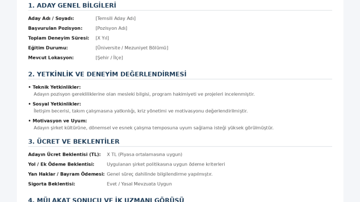 işe alım desteği mülakat ve aday raporlaması yaparım