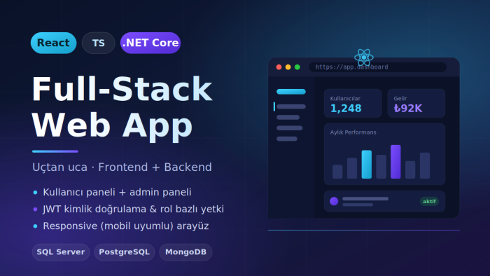 React ve .NET Core ile full-stack web app geliştiririm