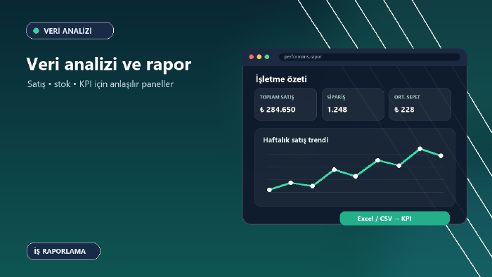 Excel ve CSV verilerinizden satış ve stok raporları hazırlarım