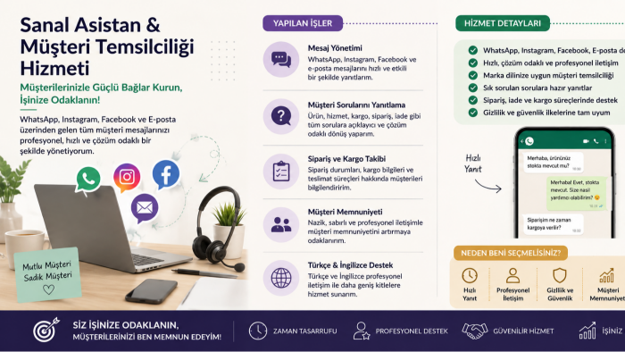 whatsapp ve instagram müşteri desteği sağlıyorum