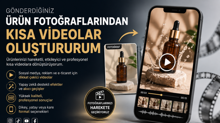 gönderdiğiniz ürün fotoğrafından kısa videolar oluştururum