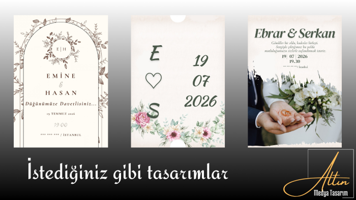 kişiye özgün profesyonel davetiyeler üretirim