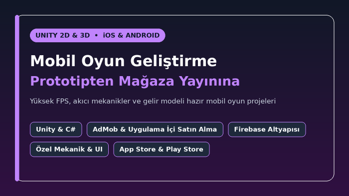 Unity ile iOS ve Android mobil oyununuzu geliştiririm