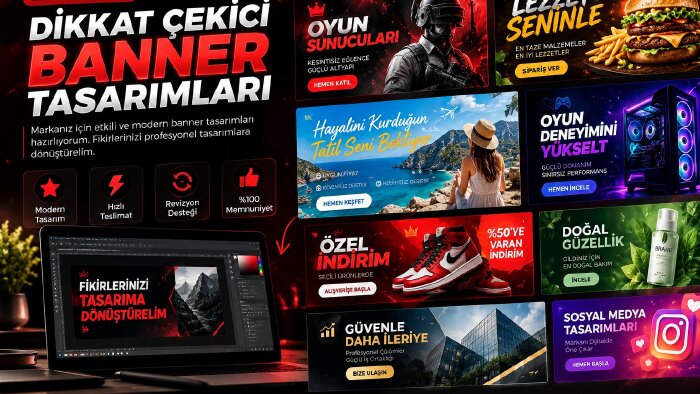 dikkat çekici statik banner tasarımları hazırlıyorum
