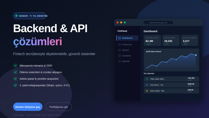 fintech tecrübemle güvenli web ve mobil uygulamalar yaparım
