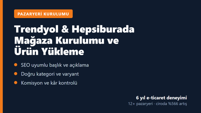 Trendyol ve Hepsiburada mağazanızı kurup ürün yüklerim