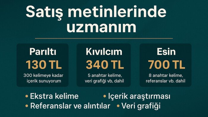 satış metinlerinde fark yaratan içerikler yazarım