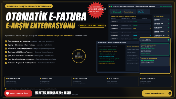 fatura ve irsaliye entegrasyonunuzu uçtan uca yaparım