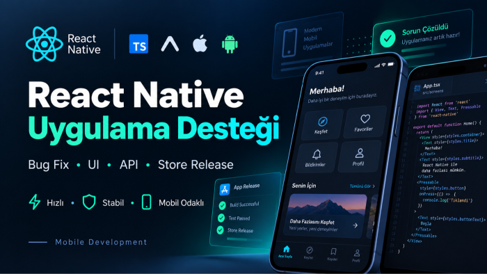React Native uygulamanızı geliştirir ve hataları çözerim