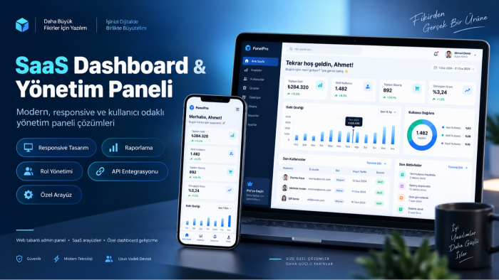 SaaS dashboard ve yönetim paneli geliştiririm