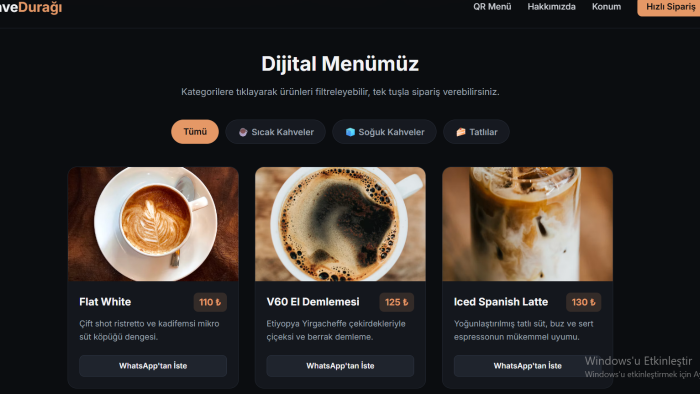kafeler ve restoranlar için dijital menü web sitesi yaparım