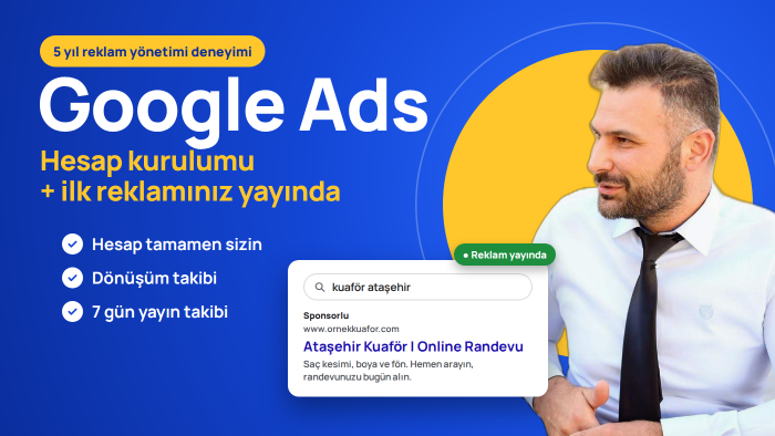 Google Ads hesap kurulumu ve aylık reklam yönetimi yaparım