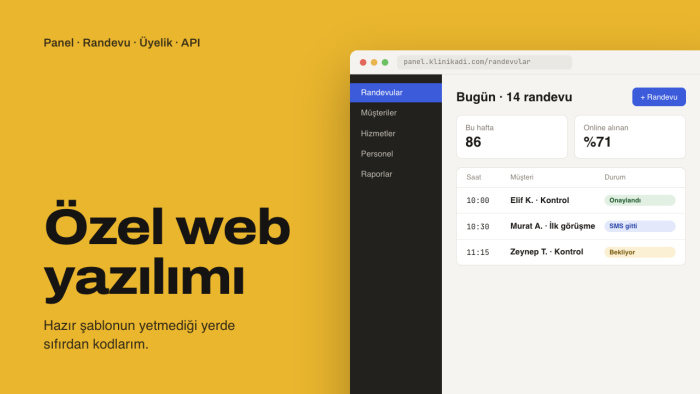 işinize özel web sitesi ve web yazılımı geliştiririm
