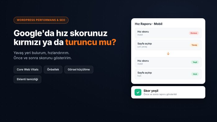 WordPress sitenizi hızlandırır, skorunuzu yükseltirim