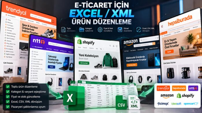 Excel, CSV ve XML ürün dosyalarınızı düzenlerim