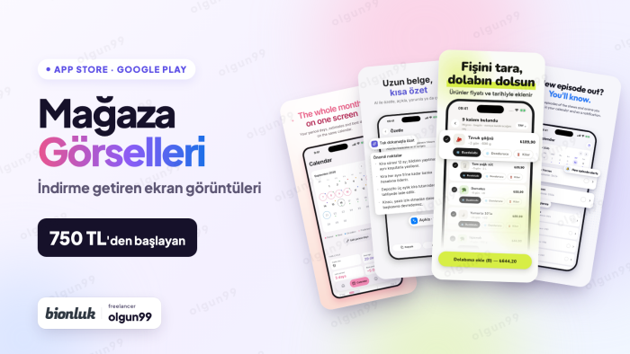 App Store ve Google Play mağaza görsellerinizi tasarlarım
