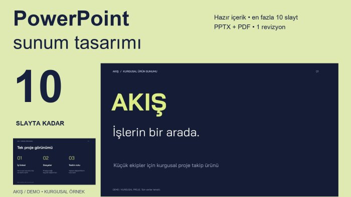 hazır içeriğinizle 10 slaytlık PowerPoint sunumu hazırlarım