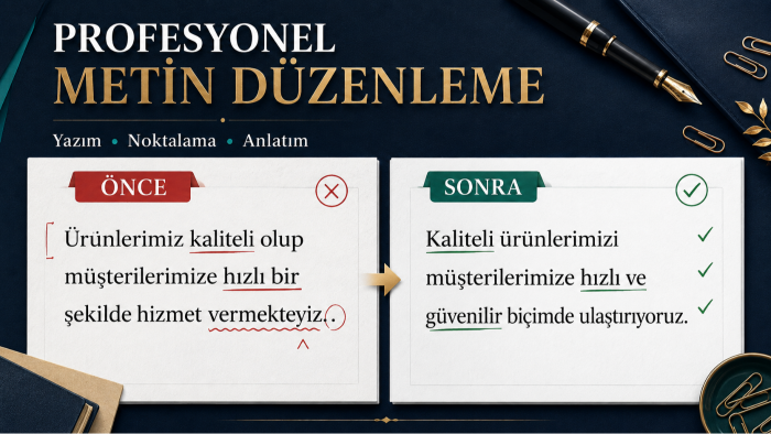 metinlerinizi profesyonel şekilde düzenleyebilirim