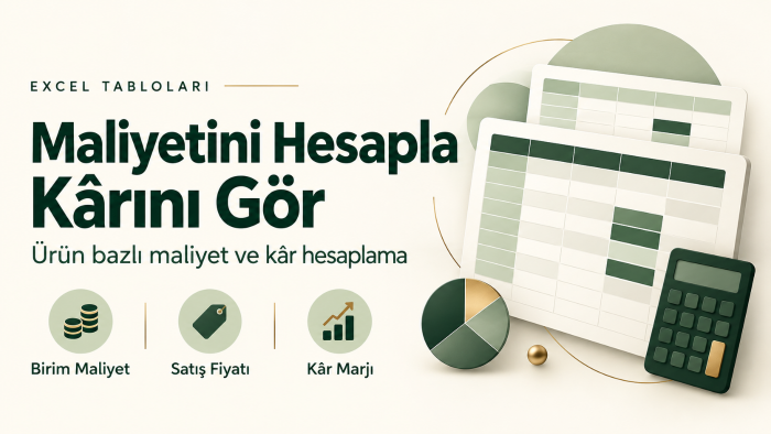Excel'de ürün maliyeti ve kâr hesaplama tablosu hazırlarım