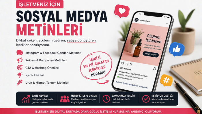 işletmeniz için sosyal medya metinleri hazırlayabilirim