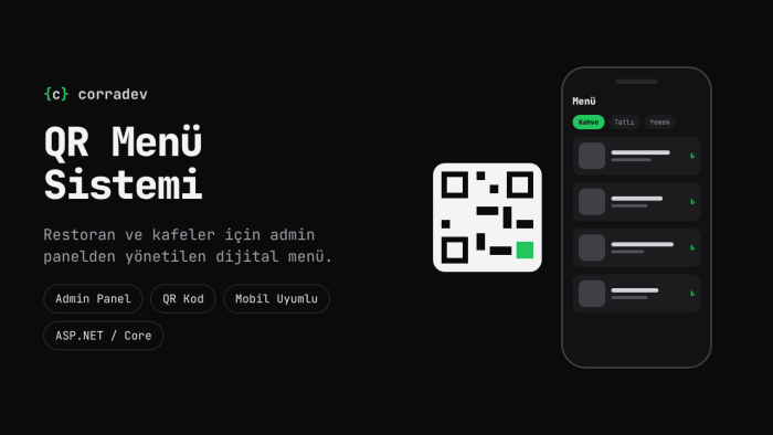 restoran ve kafeler için admin panelli QR menü yaparım