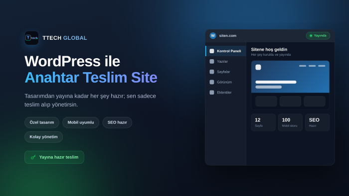 wordpress ile anahtar teslim web siteni kurarım