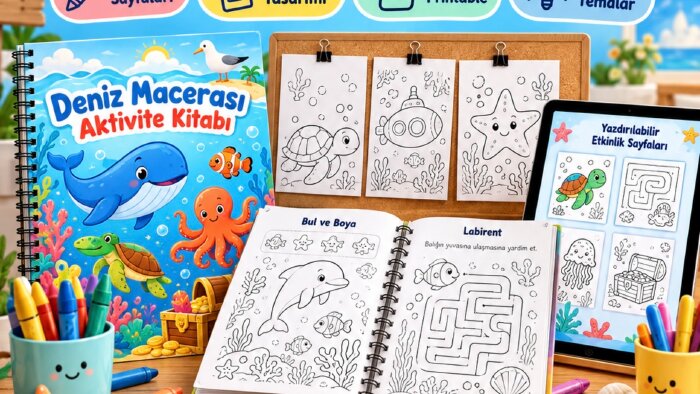 boyama kitabı ve printable etkinlik sayfaları tasarlarım
