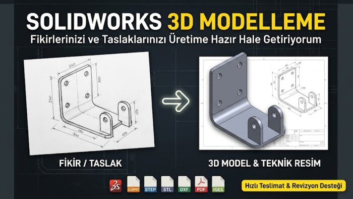 ihtiyacınıza uygun 3D SolidWorks katı modelleme yapabilirim