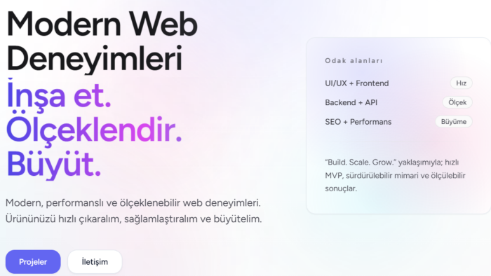 modern ve hızlı web siteleri geliştiriyorum
