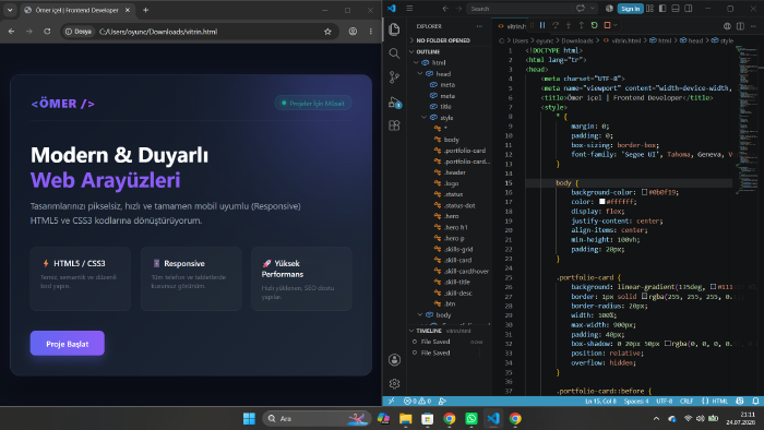 HTML ve CSS kodlaması yaparım