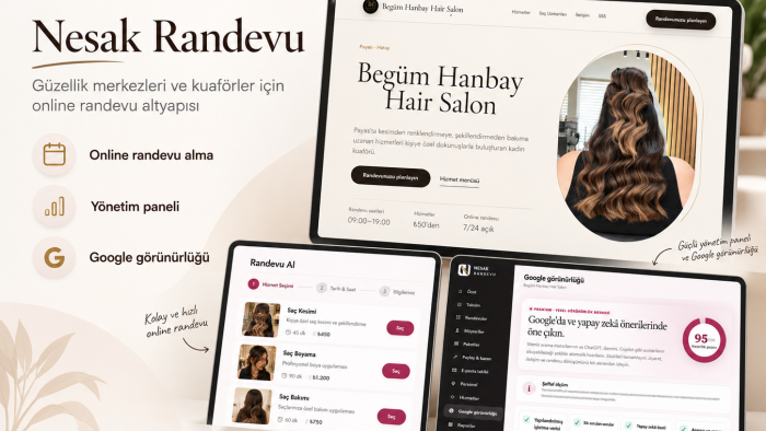 kuaför, güzellik merkezleri vb. randevu sitesi yaparım