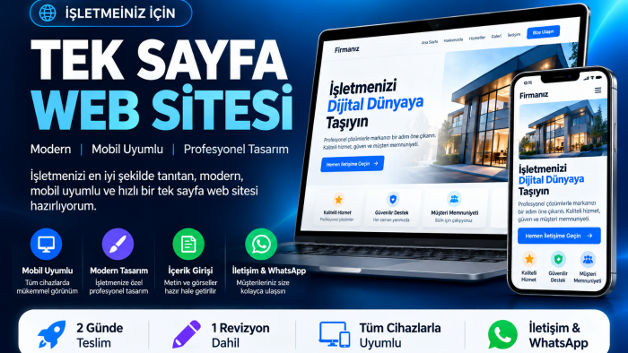  mobil uyumlu tek sayfalık web sitesi hazırlayabilirim