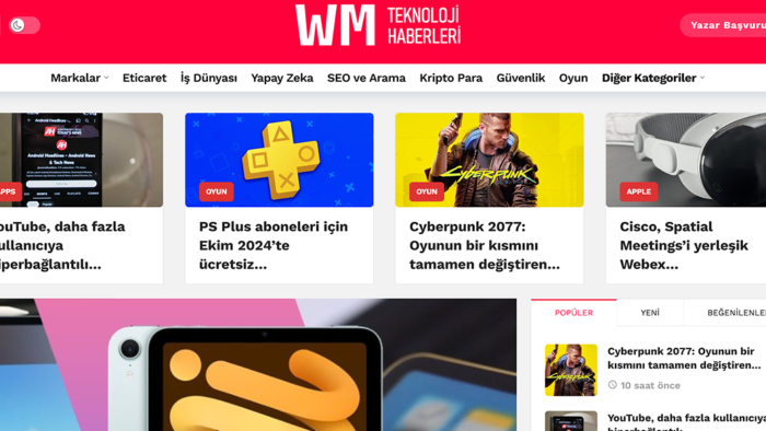 teknoloji haberleri sitesi WM'de haberinizi yayınlayabilirim