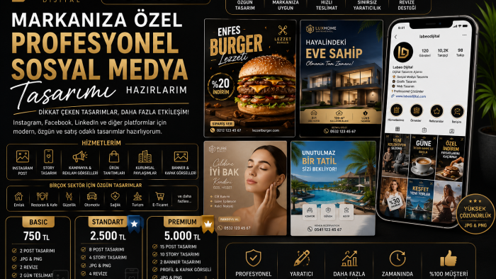 markanıza özel sosyal medya tasarımları hazırlarım
