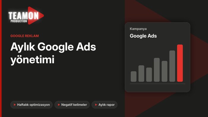 Google Ads reklamlarınızı aylık olarak yönetirim
