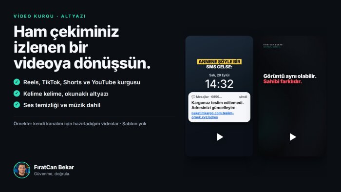 çekiminizi altyazılı ve izlenen bir videoya dönüştürürüm