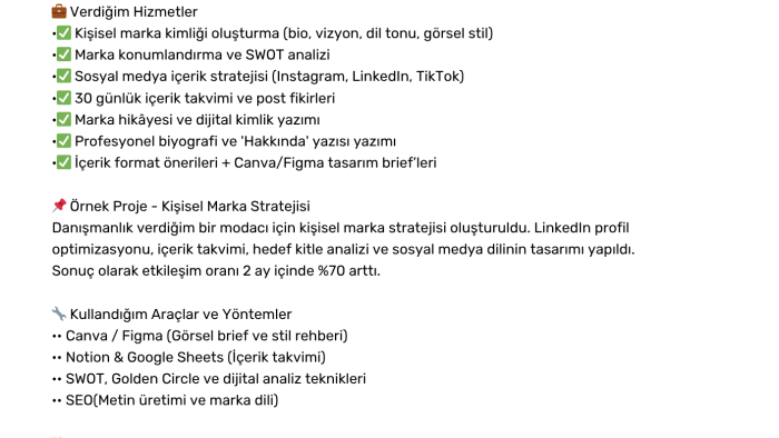 uzman olduğum marka yönetimi konusunda hizmet vermekteyim