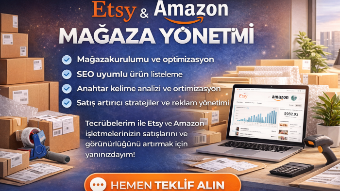 yaklaşık 4 yıllık etsy ve amazon tecrübemle hizmet veriyorum