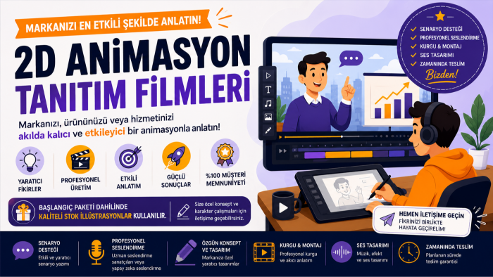 ürün ve hizmetlerinizi anlatan 2D animasyon filmler yaparım