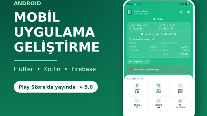 Flutter ile Android mobil uygulamanızı geliştireceğim
